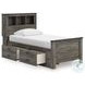 Frandern Gray Twin Bookcase Panel Bed with Storage