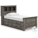 Frandern Gray Twin Bookcase Panel Bed with Storage