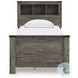 Frandern Gray Twin Bookcase Panel Bed with Storage
