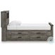 Frandern Gray Twin Bookcase Panel Bed with Storage