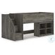 Frandern Gray Twin Loft Bed with Bookcase Storage