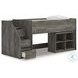 Frandern Gray Twin Loft Bed with Bookcase Storage