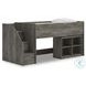 Frandern Gray Twin Loft Bed with Bookcase Storage