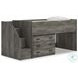 Frandern Gray Twin Loft Bed with Drawer Storage