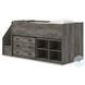 Frandern Gray Twin Loft Bed with Bookcase and Drawer Storage