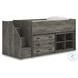 Frandern Gray Twin Loft Bed with Bookcase and Drawer Storage