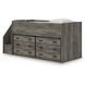 Frandern Warm Gray Twin Loft Bed with Drawer Storage