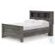 Frandern Gray Full Bookcase Panel Bed with Storage