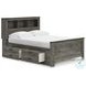 Frandern Gray Full Bookcase Panel Bed with Storage