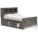 Frandern Gray Full Bookcase Panel Bed with Storage