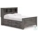 Frandern Gray Full Bookcase Panel Bed with Storage