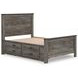 Frandern Black and Gray Full Storage Panel Bed with Nailhead Trim