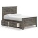 Frandern Black and Gray Full Storage Panel Bed with Nailhead Trim