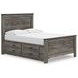 Frandern Black and Gray Full Storage Panel Bed with Nailhead Trim