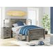 Frandern Black and Gray Full Storage Panel Bed with Nailhead Trim