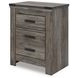 Frandern Gray 2 Drawer Nightstand with USB Charging