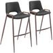 Desi Black Bar Stool with Walnut Legs Set Of 2