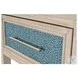 Blue Isles Ocean Blue and Aged Ivory 1 Drawer Woven Nightstand with USB Charging