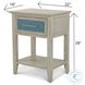 Blue Isles Ocean Blue and Aged Ivory 1 Drawer Woven Nightstand with USB Charging