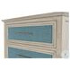 Blue Isles Ocean Blue and Aged Ivory 5 Drawer Woven Chest