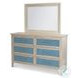Blue Isles Ocean Blue and Aged Ivory 6 Drawer Woven Dresser