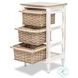 Ocean Mist Weathered Wood and White Distressed 3 Basket Storage Cabinet