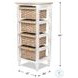 Ocean Mist Weathered Wood and White Distressed 4 Basket Vertical Storage Cabinet