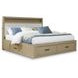 Calmoro Gray Wash and White Upholstered Bookcase Storage Panel Bedroom Set with USB Charging