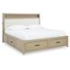 Calmoro Gray Wash and White Upholstered Bookcase Storage Panel Bedroom Set with USB Charging