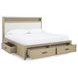 Calmoro Gray Wash and White Queen Upholstered Bookcase Storage Panel Bed with USB Charging