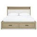 Calmoro Gray Wash and White Upholstered Bookcase Storage Panel Bedroom Set with USB Charging