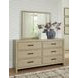 Calmoro Gray Wash 6 Drawer Dresser and Rectangular Mirror