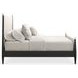 Rhythm Ivory and Black Stained Ash Performance Fabric Queen Upholstered Panel Bed
