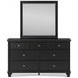 Lanolee Black 7 Drawer Dresser and Rectangular Mirror