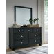 Lanolee Black 7 Drawer Dresser and Rectangular Mirror