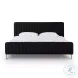 Angela Black Upcycled Linen King Bed