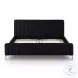 Angela Black Upcycled Linen King Bed