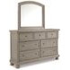 Lettner Light Gray 7 Drawer Dresser and Arched Mirror