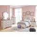Realyn Chipped White and Brown 6 Drawer Dresser and Arched Mirror