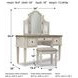 Realyn Chipped White Vanity with Mirror and Stool