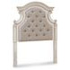 Realyn Chipped White and Gray Twin Upholstered Panel Headboard