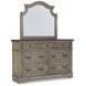 Lodenbay Antique Gray and Brown 7 Drawer Dresser with Arched Mirror