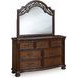 Lavinton Brown 7 Drawer Dresser and Arched Mirror