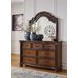 Lavinton Brown 7 Drawer Dresser and Arched Mirror