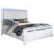 B00764 White Upholstered King Panel Bed with Lighted Headboard