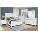 B00764 White Upholstered Queen Panel Bed with Lighted Headboard