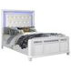 B00764 White Upholstered Queen Panel Bed with Lighted Headboard