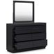 Londer Black 6 Drawer Dresser and Rectangular Mirror