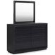 Londer Black 6 Drawer Dresser and Rectangular Mirror