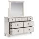 Greddinton Antique White 8 Drawer Dresser and Rectangular Mirror
